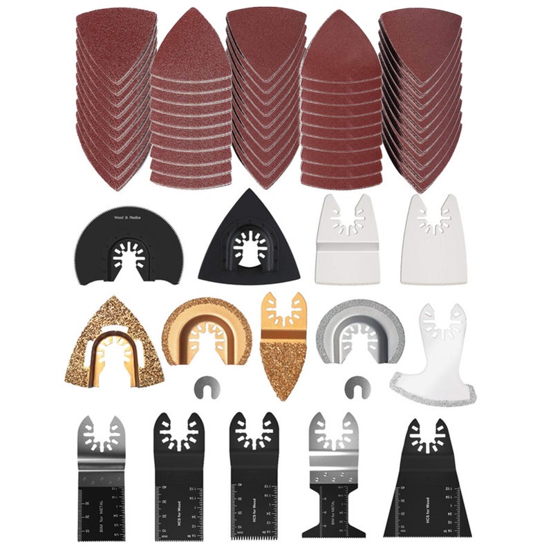 66PCS Oscillating Tool Blades Multitool Saw Blades Accessories Kit for Cutting Metal Wood Plastic - Image 1