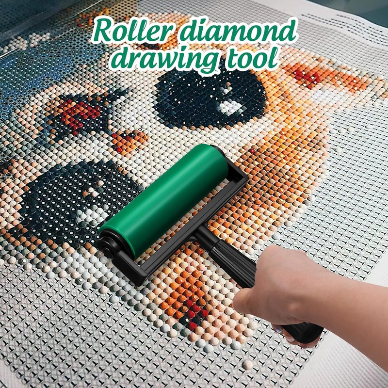 MINAOLULUS Rubber Roller for Crafting Printmaking Stamping Tool with Smooth Cylinder Material Easy-Clean Handle Green for Ink and Graphic Projects - Image 2