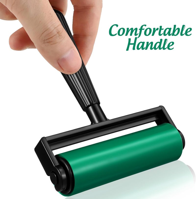 MINAOLULUS Rubber Roller for Crafting Printmaking Stamping Tool with Smooth Cylinder Material Easy-Clean Handle Green for Ink and Graphic Projects - Image 4