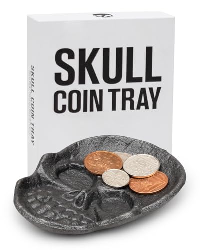 Suck UK Skull Coin Tray Gothic Money Tin Desk Tidy Tray for Jewellery Rings Coins Birthday Gifts for Her Unique Gothic Room Decor Womens Trinket Dish Home or Office Accessories Metal