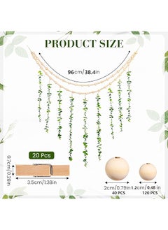 erorex Hanging Photo Display Holder Wall Decor With Wooden Cards Clips Style Picture Frame Wood Beads Garland Artificial Eucalyptus Plant Home Decoration For Farmhouse Greenery Cubicle Bedroom  - Image 2