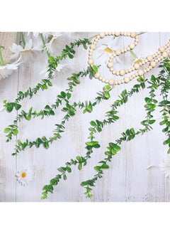 erorex Hanging Photo Display Holder Wall Decor With Wooden Cards Clips Style Picture Frame Wood Beads Garland Artificial Eucalyptus Plant Home Decoration For Farmhouse Greenery Cubicle Bedroom  - Image 5