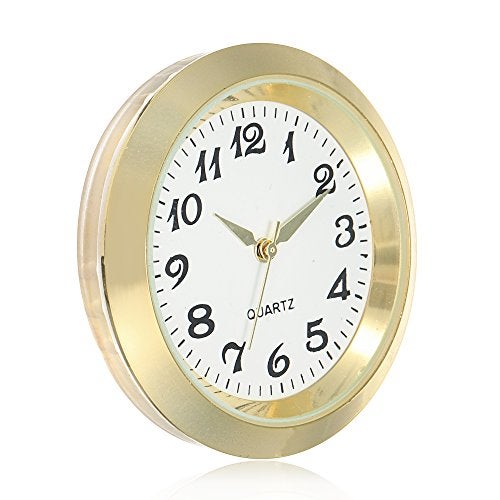 ShoppeWatch Mini Clock Insert 1 7/16" (35mm) Quartz Movement | Miniature Clock Face Insert | Small Round Fit Up White Dial Gold Tone Bezel Arabic Numerals CK094GD - Image 4