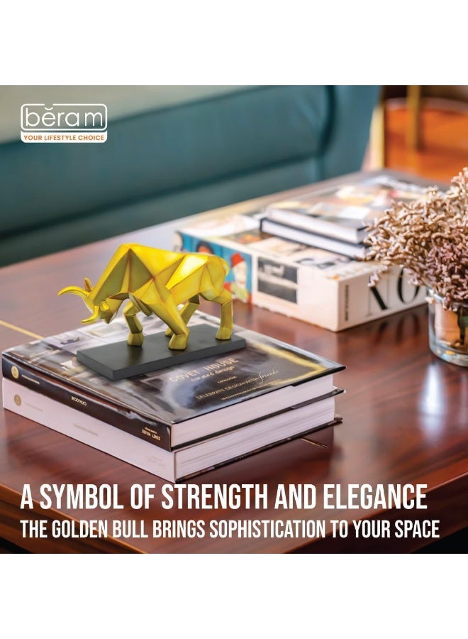 بيرام تمثال سيراميكي بيرام الثور الذهبي – تمثال فن حديث تجريدي لتزيين المنزل، زينة رفوف فاخرة للمكتب، غرفة المعيشة، غرفة الطعام، وللهدايا - Image 4