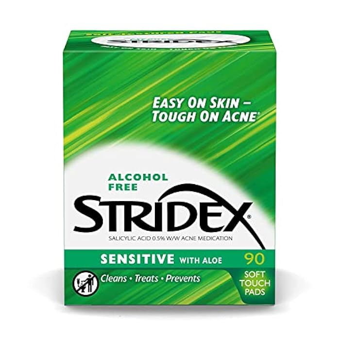 Stridex Sensitive Medicated Acne Pads, 90 Count, Pack of 3 - Alcohol-Free Face Pads, Facial Cleansing Wipes, Mild to Moderate Acne Treatment, Smooth Application - Image 2