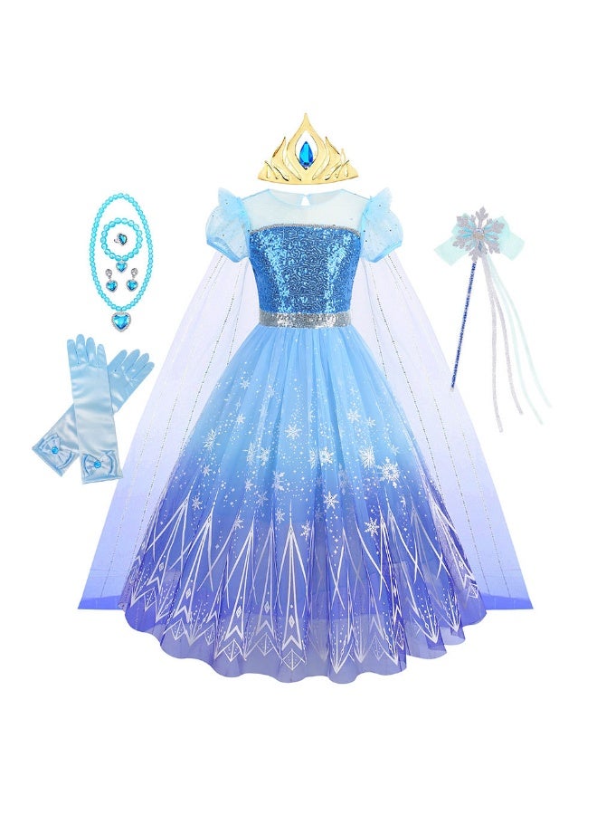 NIBEMINENT New ice and snow products: Elsa Princess Dress, Halloween Elsa Girl Dress, Elsa Sequined Princess dress - Image 1