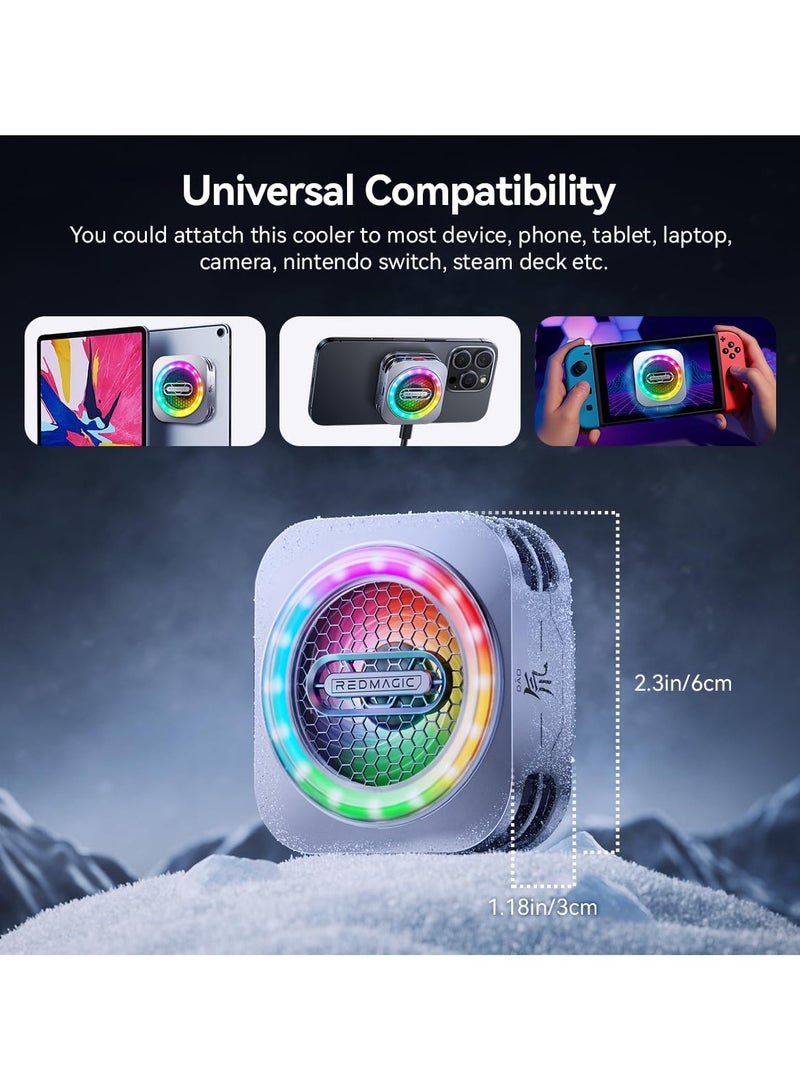 Nubia Red Magic Phone Cooler RedMagic 6 Pro Magnetic Phone/Tablet Cooler – 30W Ultra-Cooling Gaming Fan with 35W Mini GaN Charger, Graphene Heatsink, Magnetic Mount & Clip – Powerful Cooling Fan for Smartphones, Tablets, iPad & Steam Deck (Perfect for PUBG Mobile, COD & More) - Image 2