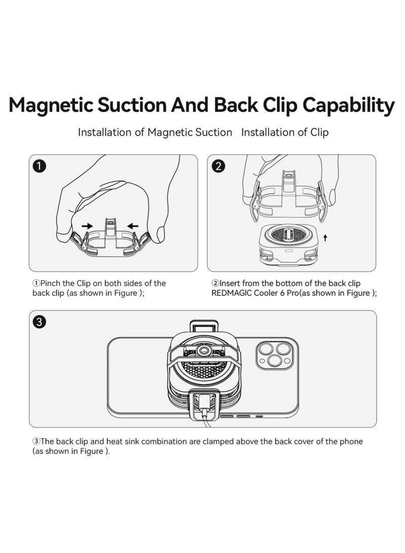 Nubia Red Magic Phone Cooler RedMagic 6 Pro Magnetic Phone/Tablet Cooler – 30W Ultra-Cooling Gaming Fan with 35W Mini GaN Charger, Graphene Heatsink, Magnetic Mount & Clip – Powerful Cooling Fan for Smartphones, Tablets, iPad & Steam Deck (Perfect for PUBG Mobile, COD & More) - Image 5