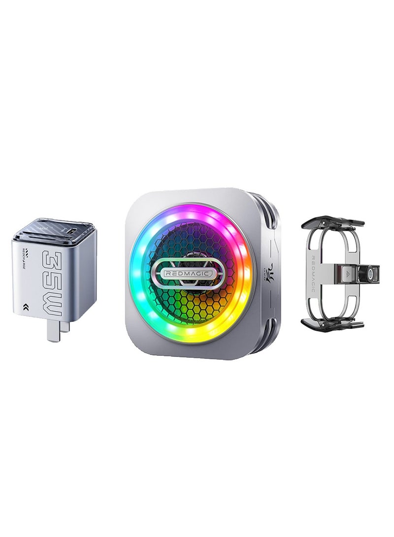 Nubia Red Magic Phone Cooler RedMagic 6 Pro Magnetic Phone/Tablet Cooler – 30W Ultra-Cooling Gaming Fan with 35W Mini GaN Charger, Graphene Heatsink, Magnetic Mount & Clip – Powerful Cooling Fan for Smartphones, Tablets, iPad & Steam Deck (Perfect for PUBG Mobile, COD & More) - Image 1