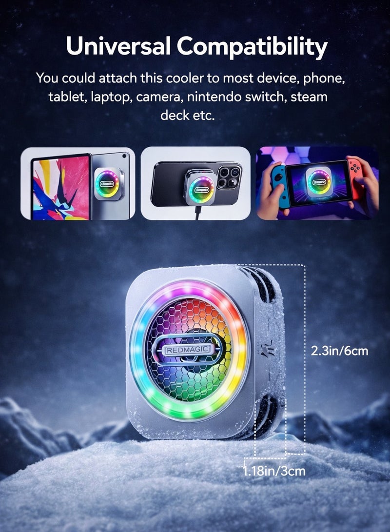 Nubia Red Magic Phone Cooler RedMagic 6 Pro Magnetic Phone/Tablet Cooler – 30W Ultra-Cooling Gaming Fan with 35W Mini GaN Charger, Graphene Heatsink, Magnetic Mount & Clip – Powerful Cooling Fan for Smartphones, Tablets, iPad & Steam Deck (Perfect for PUBG Mobile, COD & More) - Image 2