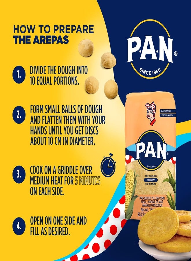 P.A.N. Yellow Corn Meal – Pre-cooked Gluten Free and Kosher Flour for Arepas (2.2 lb/Pack of 1) - Image 4