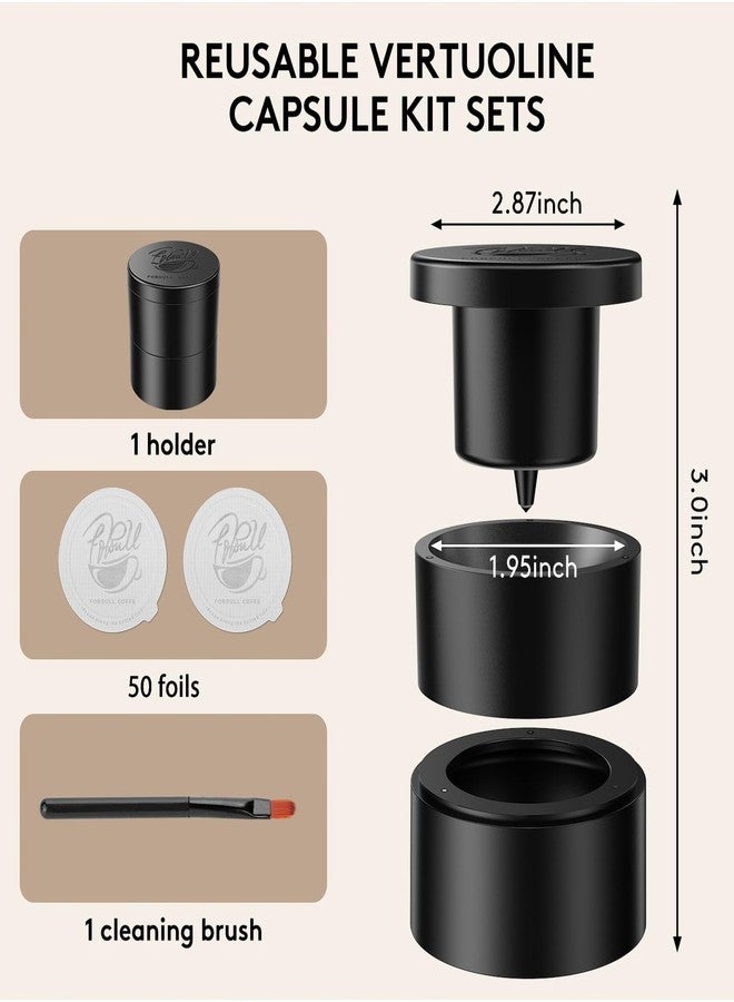 Foboull Reusable Vertuo Capsule Kit - 50 Pcs Aluminum Foil Seal Lids, Holder & Brush Included - for Refilling Nespresso Vertuo/Vertuoline Pods, Reusable Coffee Capsules Tool Set - Image 5