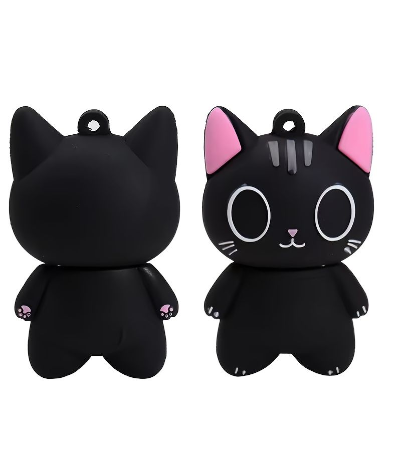 Owl Cat USB 2.0 Flash Drive 128MB Cute Black Silicone Design Pink Accents High Speed Storage For Laptop Computer And Phone Perfect Halloween Christmas Gift For Friends And Family - Image 3