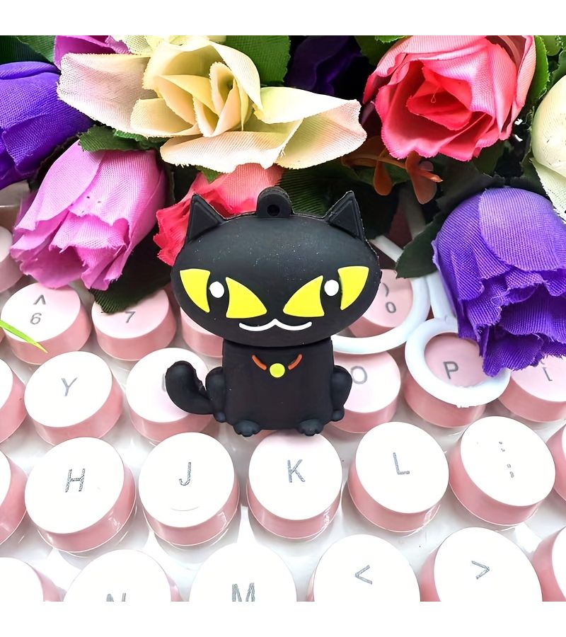 Owl Cat USB 2.0 Flash Drive 128MB Cute Black Silicone Design Pink Accents High Speed Storage For Laptop Computer And Phone Perfect Halloween Christmas Gift For Friends And Family - Image 4