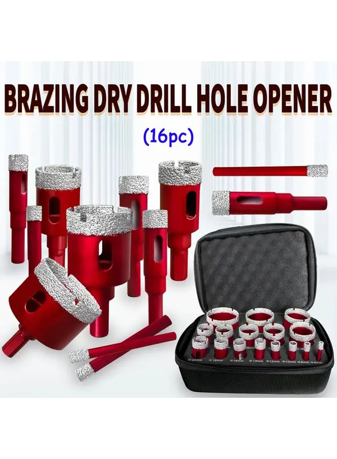 16Pcs Brazed Diamond Hole Saw Set Model 681012141618202225283035404550 For Dry Drilling - Image 3