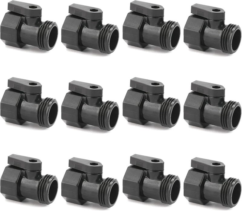 Sanpaint 12 Pack Garden Hose Shut Off Valve - 3/4" Plastic Hose Connector Water Shut Off Valve Hose Shutoff Valve - Image 1
