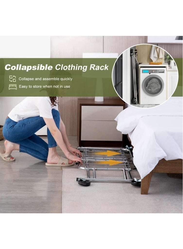 Forthcan Double Clothing Garment Rack, Heavy Duty Clothing Racks on Wheels Rolling Clothes Rack, Portable Collapsible Commercial Freestanding Closet Wardrobe Chrome - Image 4