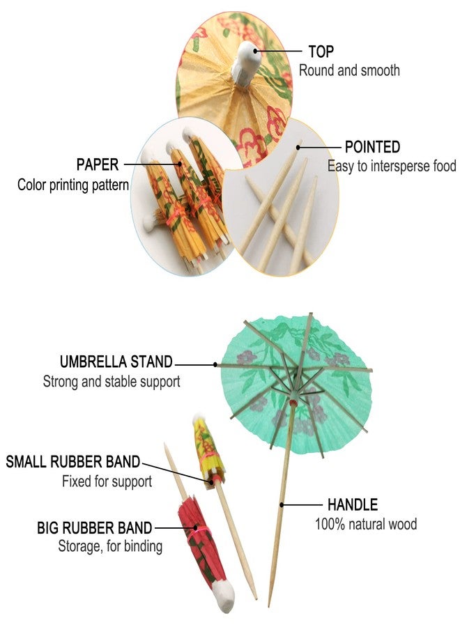 BLUETOP Cocktail Umbrella Parasol Picks 4 Inch Pack 144 Assorted Colors,Drink Umbrella Toothpicks for Drink&Food, Decorative toothpicks for Party,Hotel, Restaurant,Hawaiian Party,Children's Day - Image 4