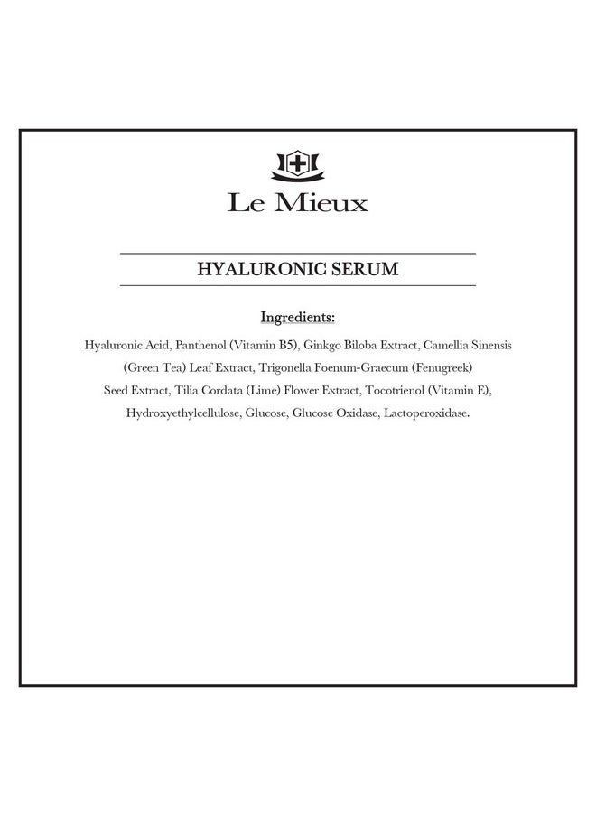Le Mieux - Le Mieux Hyaluronic Serum - Concentrated Hyaluronic Acid Facial Hydration Complex, Anti Aging Moisture with No Parabens or Sulfates (1 oz / 30 ml) - Image 1