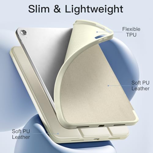 Akkerds Compatible with iPad (A16) 11th Generation Case 11 Inch 2025, for iPad 10th Generation Case 10.9 Inch 2022 with Pencil Holder, Slim Trifold Stand Protective Cover with Soft TPU Back, Starlight - Image 5
