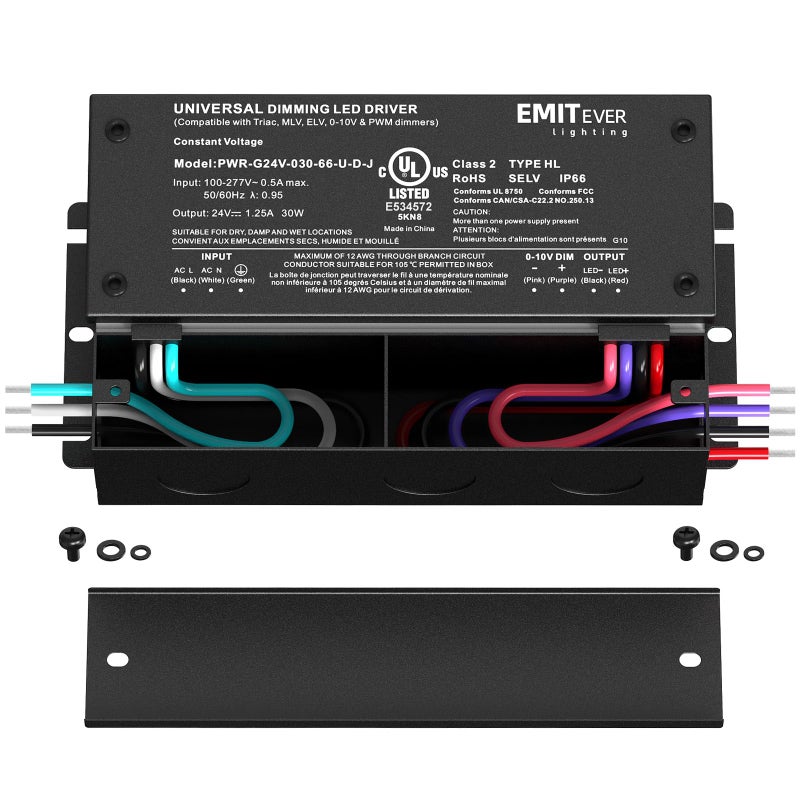 EMITEVER 30W Dimmable LED Driver, 24V Triac Dimmable Power Supply, AC to DC Transformer for LED Light, Compatible with Lutron and Leviton Dimmer, Waterproof IP67 and UL Listed, Class 2 - Image 2