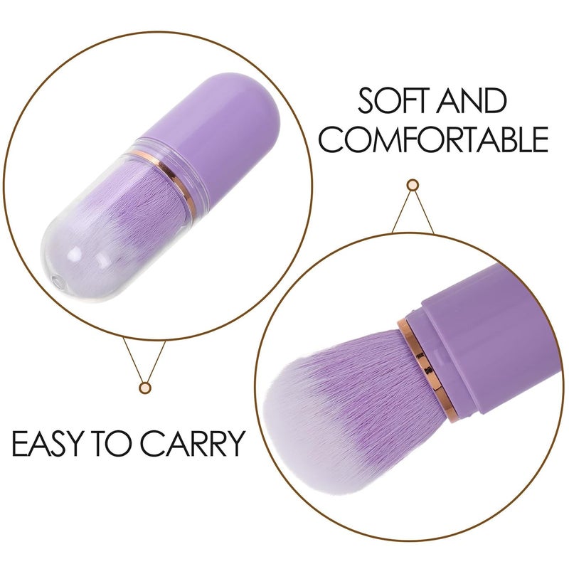Mini Retractable Blush Brush Portable Small Makeup Brush for Cheeks Travel Cosmetics Tool with Protective Cap - Image 3