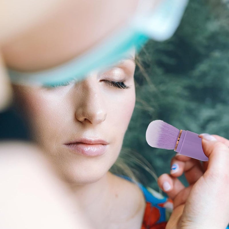 Mini Retractable Blush Brush Portable Small Makeup Brush for Cheeks Travel Cosmetics Tool with Protective Cap - Image 4
