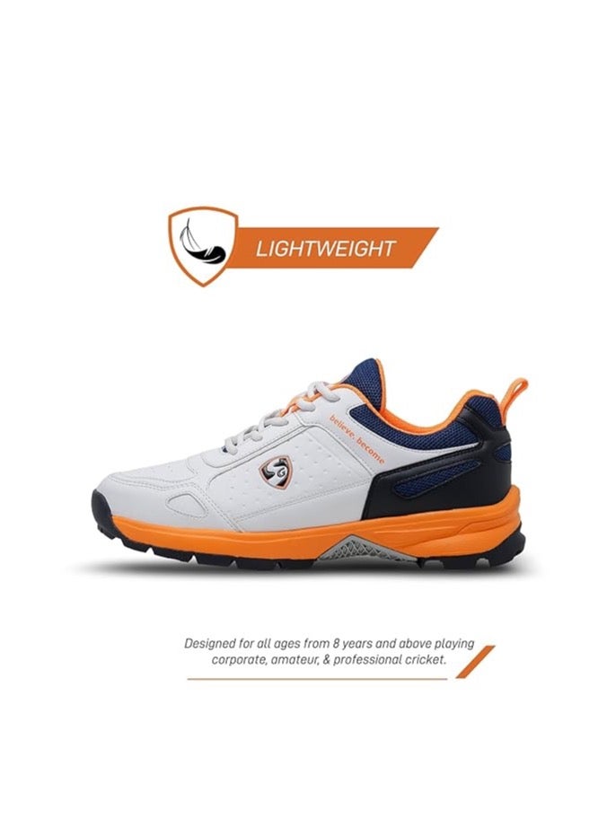 SG SG Club 6.0 Cricket Shoes, Designed to Elevate Your Game to New Heights Power, Precision, and Comfort White/Navy Blue/Orange No 8 - Image 4