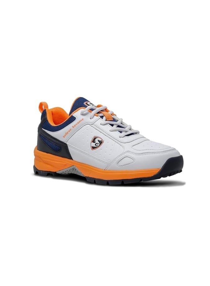 SG SG Club 6.0 Cricket Shoes, Designed to Elevate Your Game to New Heights Power, Precision, and Comfort White/Navy Blue/Orange No 8 - Image 1