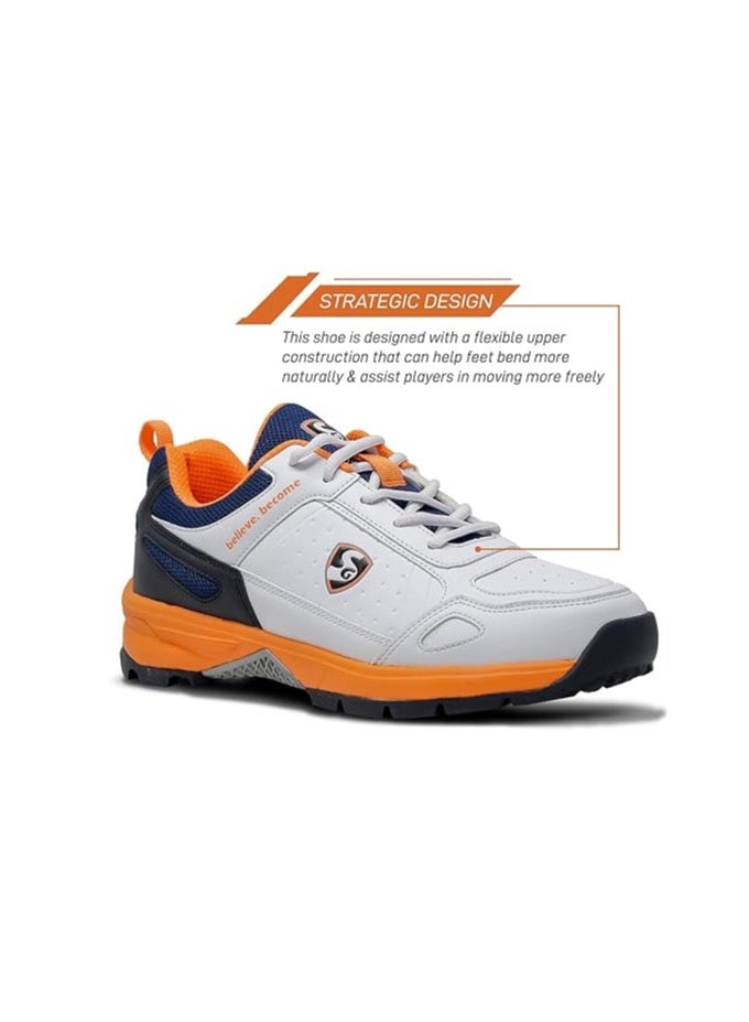 SG SG Club 6.0 Cricket Shoes, Designed to Elevate Your Game to New Heights Power, Precision, and Comfort White/Navy Blue/Orange No 8 - Image 2