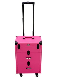 SUNRISE Rolling Makeup Train Case Pro Large Makeup Trolley Case PVC Travel Cosmetic w/ 4 Wheel Lock Nail Polish Organizer Storage  - Image 1
