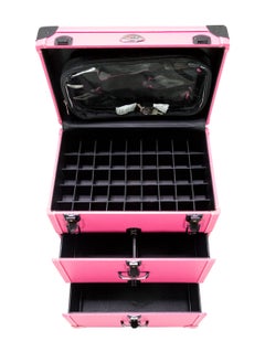 SUNRISE Rolling Makeup Train Case Pro Large Makeup Trolley Case PVC Travel Cosmetic w/ 4 Wheel Lock Nail Polish Organizer Storage  - Image 2