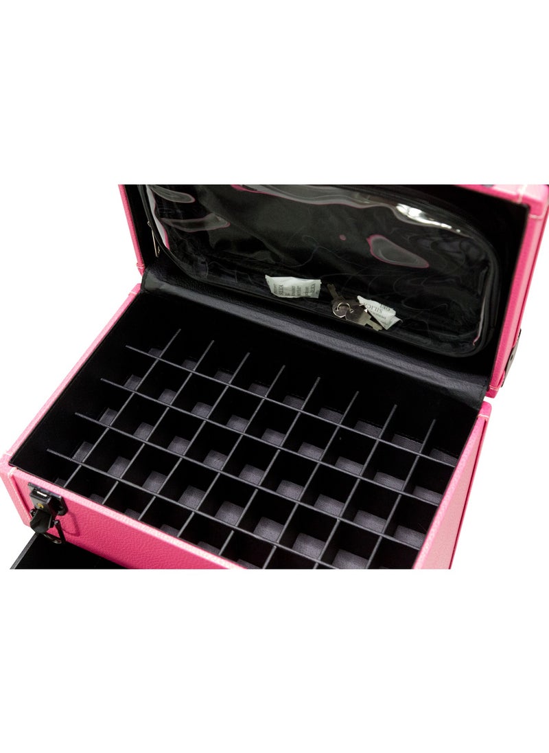 SUNRISE - Rolling Makeup Train Case Pro Large Makeup Trolley Case PVC Travel Cosmetic w/ 4 Wheel Lock Nail Polish Organizer Storage - Image 1