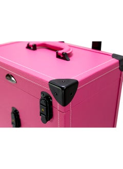 SUNRISE Rolling Makeup Train Case Pro Large Makeup Trolley Case PVC Travel Cosmetic w/ 4 Wheel Lock Nail Polish Organizer Storage  - Image 5