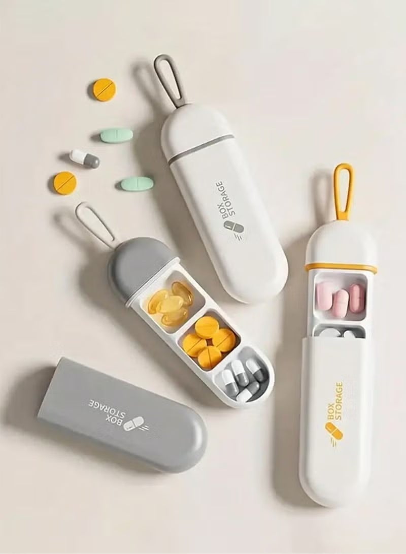سيستار (أبيض-رمادي) صندوق أدوية مدمج ومتين مقاوم للرطوبة بثلاث حجرات - ختم مقاوم للماء، مادة ABS صديقة للبيئة، سعة كبيرة، مناسب جدًا للسفر والاستخدام اليومي وتخزين الأدوية وحملها - Image 4