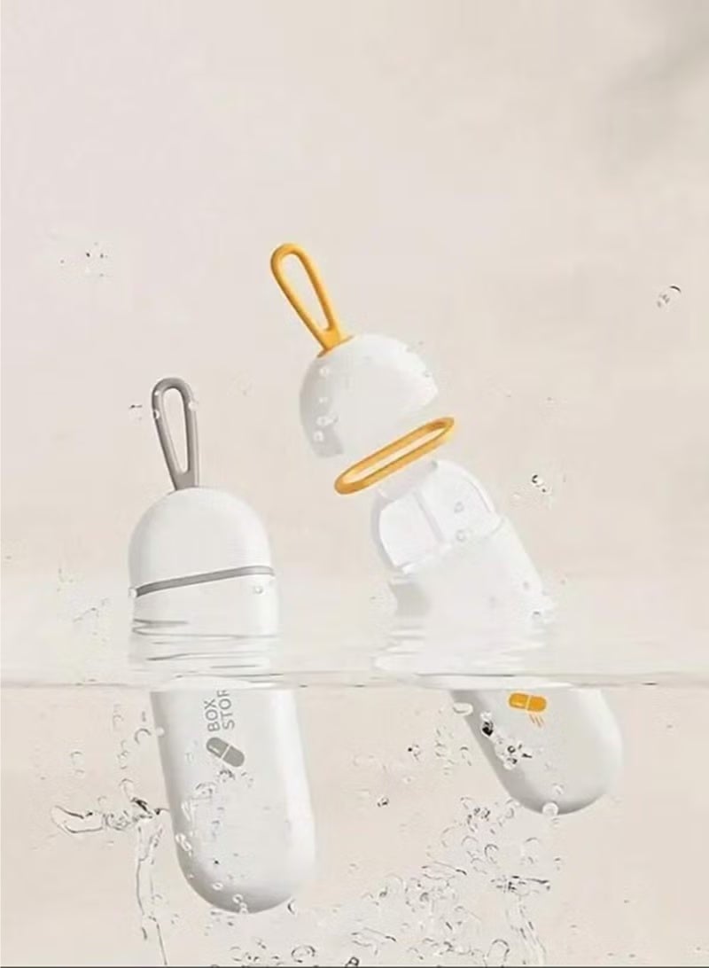 سيستار (أبيض-رمادي) صندوق أدوية مدمج ومتين مقاوم للرطوبة بثلاث حجرات - ختم مقاوم للماء، مادة ABS صديقة للبيئة، سعة كبيرة، مناسب جدًا للسفر والاستخدام اليومي وتخزين الأدوية وحملها - Image 2