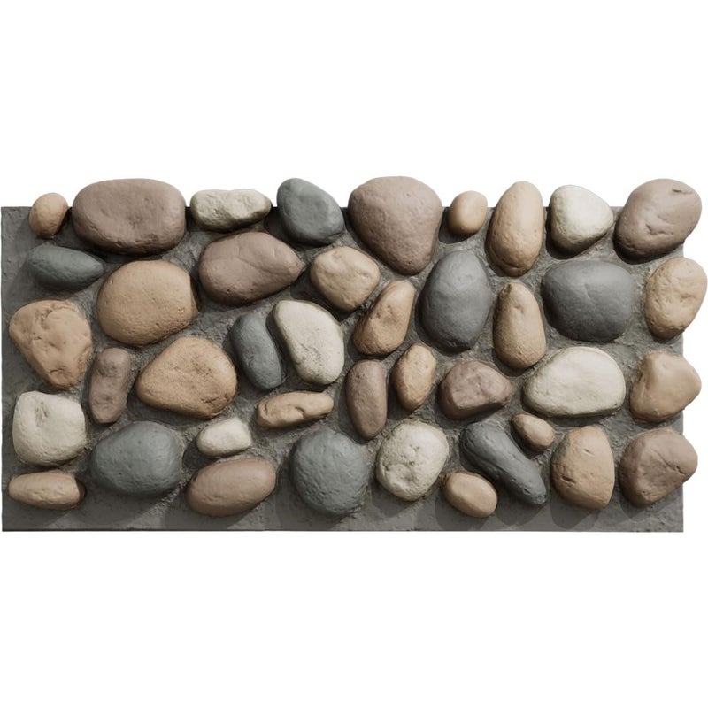 Ekena Millwork EverStone River Rock Faux Rock Panel, 49"W x 24 3/4"H x 3"D, Pebble Mix Color - Image 1