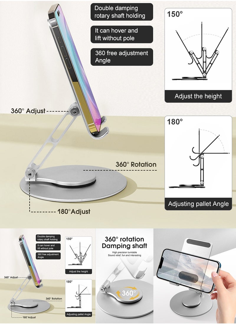 Qiccijoo Cell Phone Stand,Adjustable Angle Height and 360 °Rotation Phone Stand for Desk,Fully Foldable/Portable Phone Holder,Aluminum Metal Cell Phone Holder for iPhone，iPad，All Smartphones - pzsku/ZECA59C3006481C1129A2Z/45/_/1723517679/fe8d353d-4e77-4a7b-81c6-b0e6985b6a36