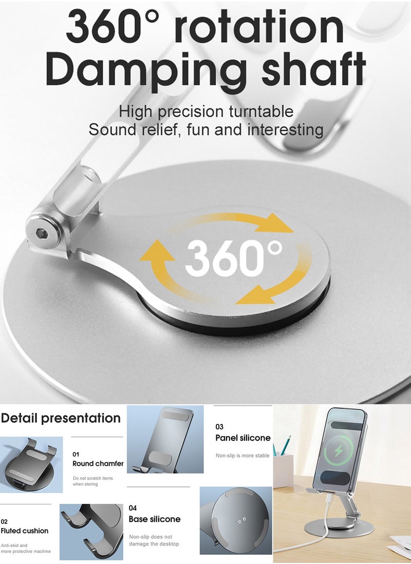 Qiccijoo Cell Phone Stand,Adjustable Angle Height and 360 °Rotation Phone Stand for Desk,Fully Foldable/Portable Phone Holder,Aluminum Metal Cell Phone Holder for iPhone，iPad，All Smartphones - pzsku/ZECA59C3006481C1129A2Z/45/_/1723517690/3f5ebaf6-bb87-414c-8ee7-5ed0016278d1