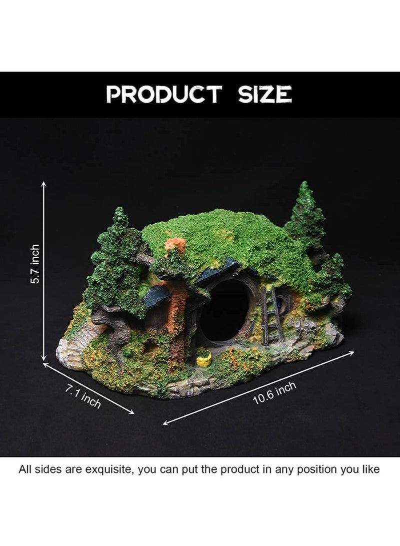 Excefore زينة الأكواريوم كهف كبير، 11.5 بوصة طول زينة حوض السمك منزل الزواحف مأوى ديكور الأكواريوم مخابئ مع كهف البيتا لحوض سمك سعة 20 30 40 50 جالون - Image 3