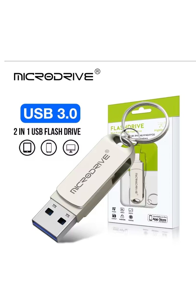 مايكرو درايف فلاش درايف مزدوج بمنفذ Type-C 128GB  للايفون - Image 3