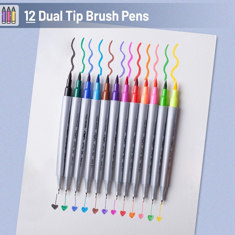 Mr. Pen- Dual Tip Brush Pens, 12 Colors, Art Markers for Kids Adults Coloring - Image 2
