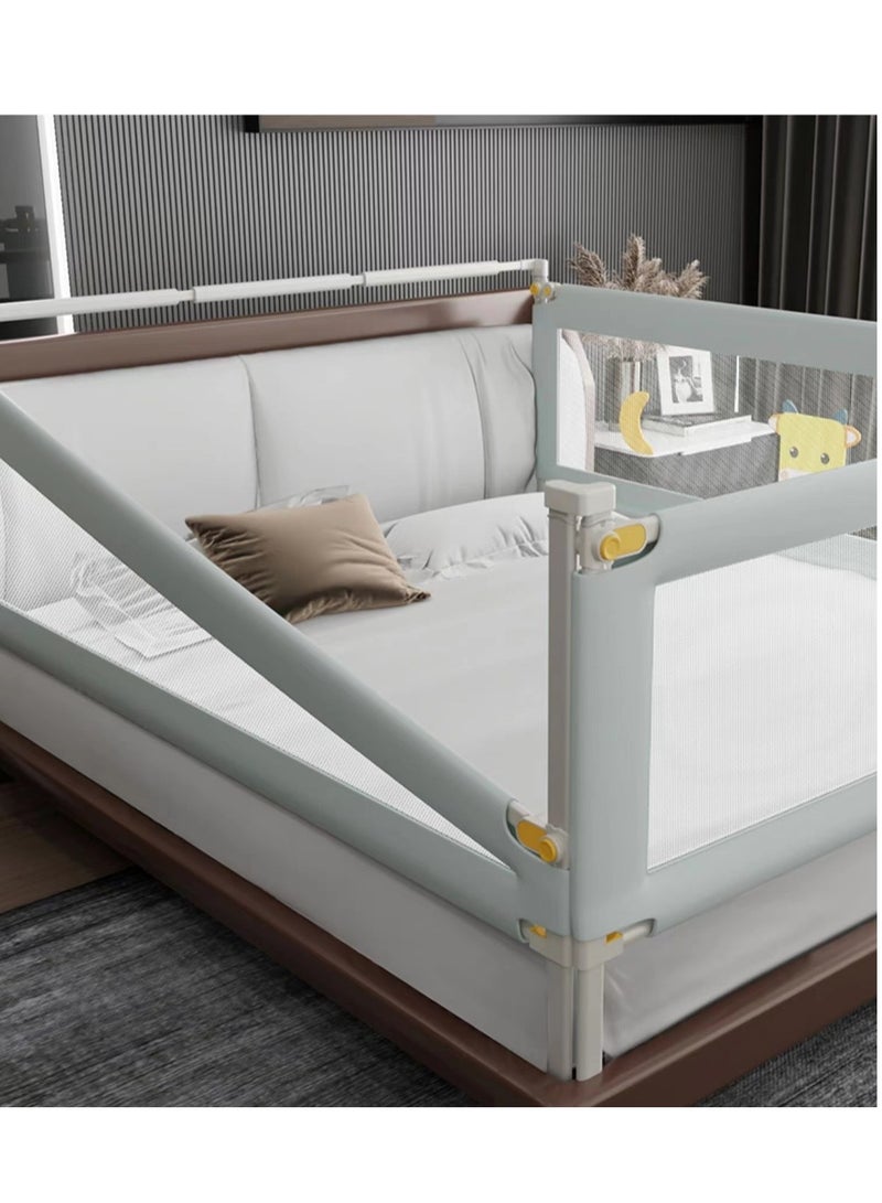 Y&D 1.9M Baby Wider Splicing Bed Fence Guardrail Heightened Rails Safety Anti-Fall Anti-Fall Bedside 1-Piece Toddler Bed Rail Guard Anti-Fall Height Adjustable and Folding Baby Bed Rail Guard Breathable Mesh with Double Safety Child Lock - Image 4