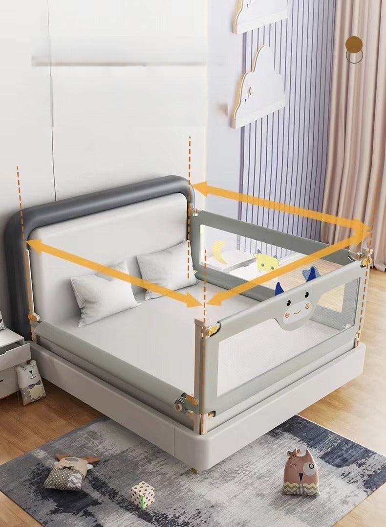 Y&D 1.9M Baby Wider Splicing Bed Fence Guardrail Heightened Rails Safety Anti-Fall Anti-Fall Bedside 1-Piece Toddler Bed Rail Guard Anti-Fall Height Adjustable and Folding Baby Bed Rail Guard Breathable Mesh with Double Safety Child Lock - Image 5
