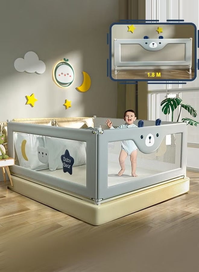 Y&D 1.9M Baby Wider Splicing Bed Fence Guardrail Heightened Rails Safety Anti-Fall Anti-Fall Bedside 1-Piece Toddler Bed Rail Guard Anti-Fall Height Adjustable and Folding Baby Bed Rail Guard Breathable Mesh with Double Safety Child Lock - Image 2