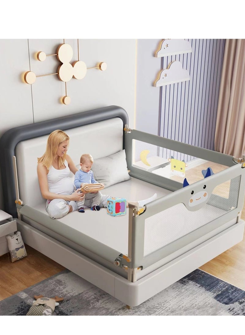Y&D 1.9M Baby Wider Splicing Bed Fence Guardrail Heightened Rails Safety Anti-Fall Anti-Fall Bedside 1-Piece Toddler Bed Rail Guard Anti-Fall Height Adjustable and Folding Baby Bed Rail Guard Breathable Mesh with Double Safety Child Lock - Image 3