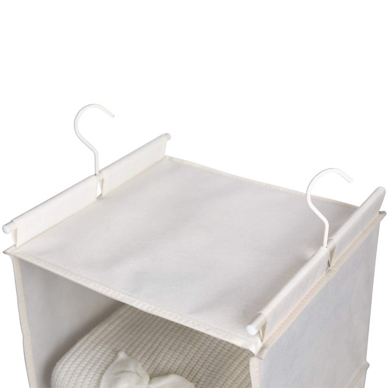 MAX Houser 4-Shelf Hanging Closet Organizer, Space Saver, Cloth Hanging Shelves with 2 Side Pockets, Foldable (Beige) - Image 5