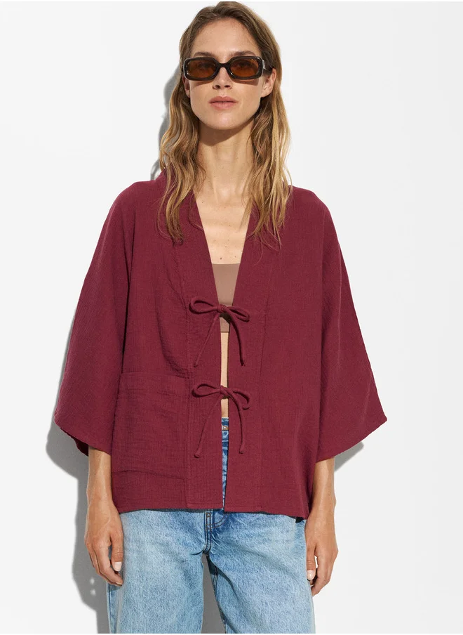 PARFOIS Cotton Kimono With Applications