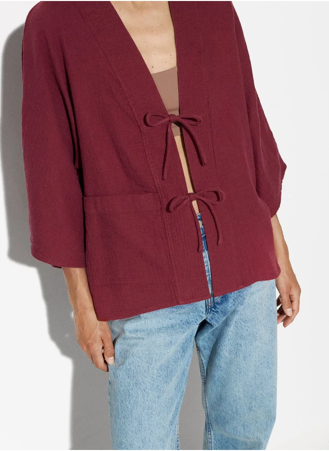 PARFOIS Cotton Kimono With Applications