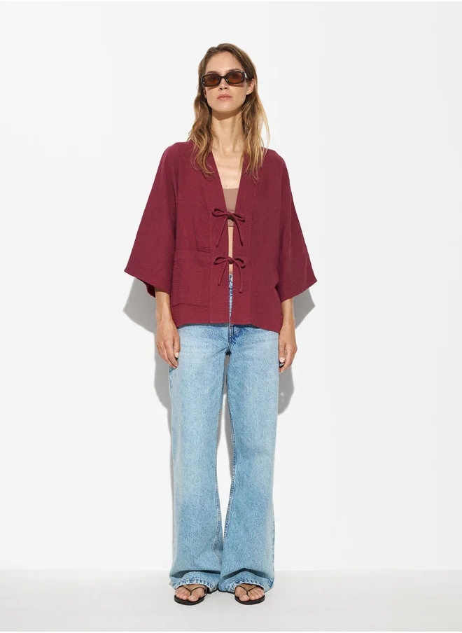 PARFOIS Cotton Kimono With Applications
